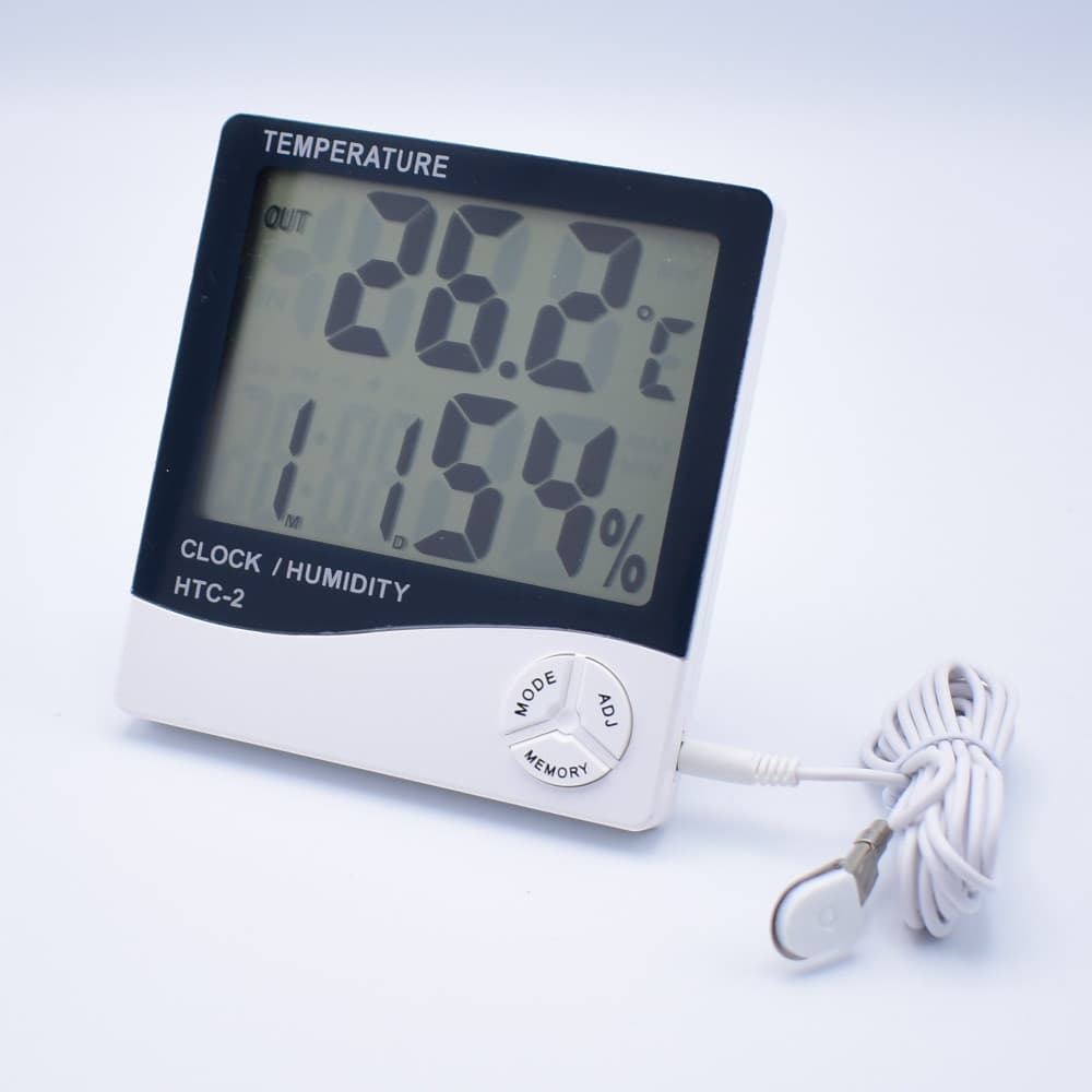 Ceas digital HTC-2, ecran LCD, higrometru, termometru, AM/PM, alarma, alb 2