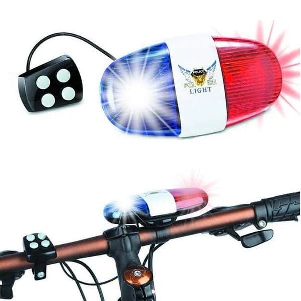 Sirena politie bicicleta, functie flash, 4 tonuri, alb/rosu/albastru 2