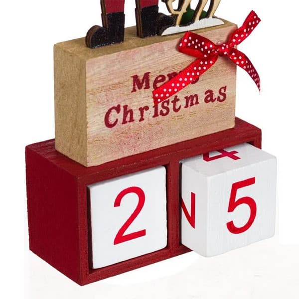Decoratiune de Craciun din lemn, calendar Mos Craciun, 20 cm 3