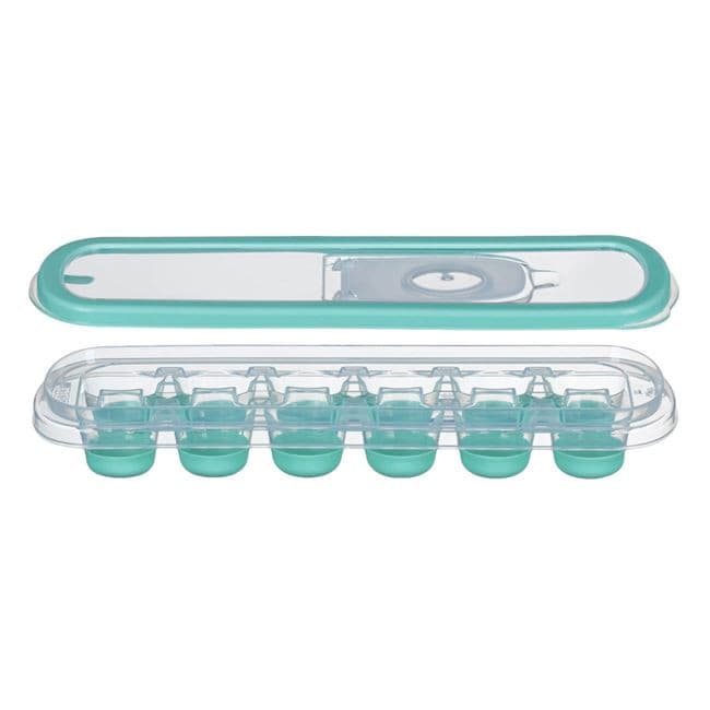 Cutie din silicon pentru cuburi de gheata verde, capac din plastic transparent, 12 compartimente 4