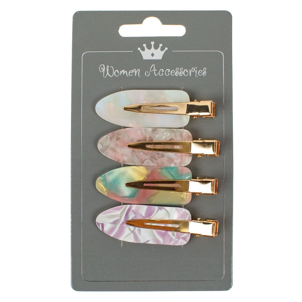 Clame metalice par, aurie / roz / lila / fildes, 6 cm,  4 bucati 2