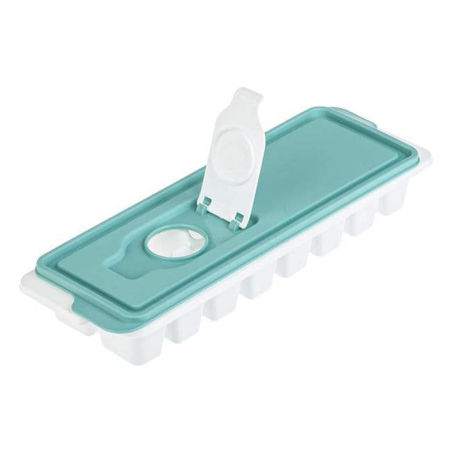 Cutie alba din plastic cu capac bleu, pentru 16 cuburi de gheata 2