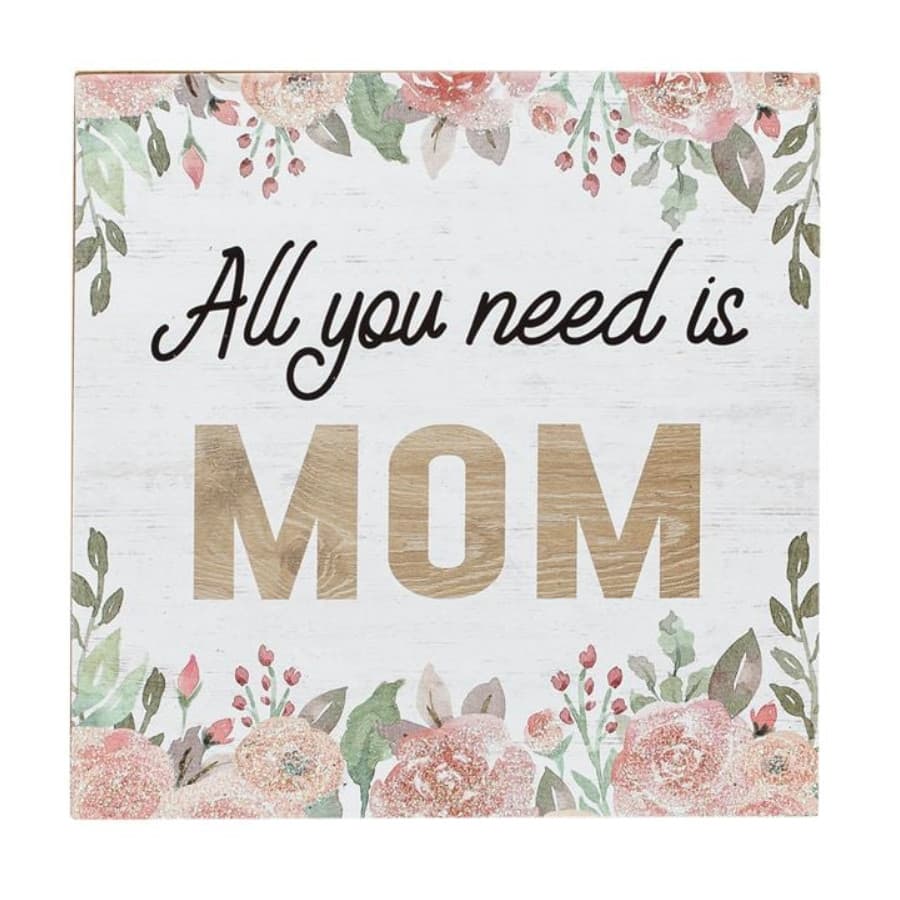 Decoratiune din lemn cu mesaj "All You Need is Mom", 12 x 12 cm 2