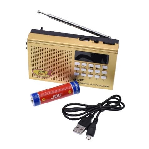 Radio portabil JOC -KK9, MP3, microSD/USB,FM, afisaj electronic, acumulator 2000 mAH, auriu 2