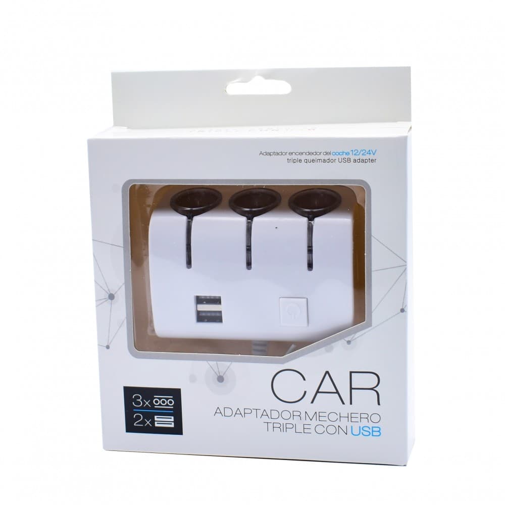 Adaptor bricheta auto JXL-014, 3 sloturi bricheta + 2 porturi USB 12/24V, alb 5