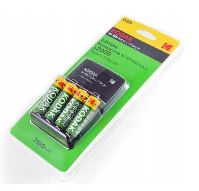 Set Incarcator si 4 baterii, KODAK 620, Ni-MH AA/AAA, 2100mAh, Indicator LED 2