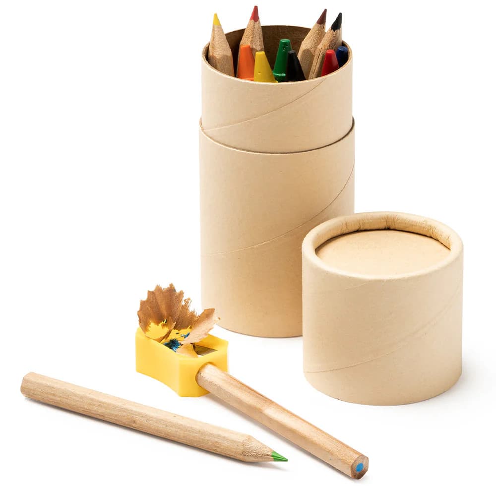 Set de colorat in tub, 6 creioane normale, 6 creioane cerate, 1 ascutitoare 2