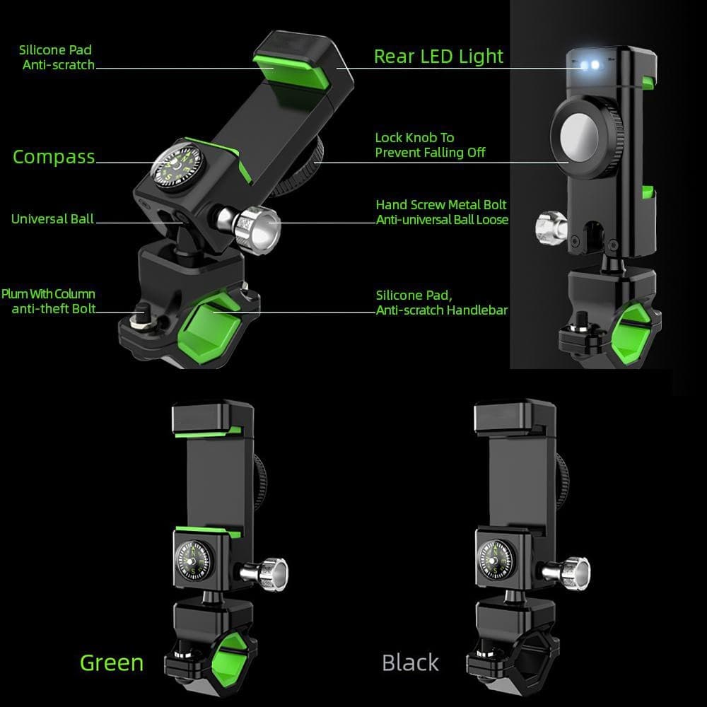Suport telefon pentru bicicleta Guider Q-003, busola, reglabil, rotire 360, negru 4