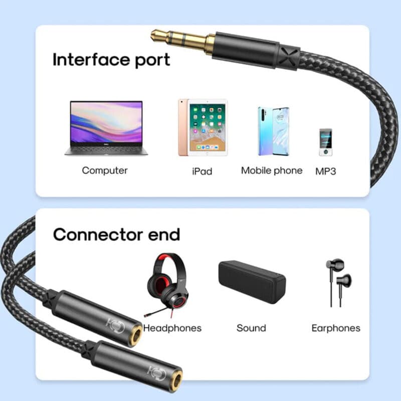 Splitter cablu audio Joyroom SY-A04, 2 x Jack 3.5mm (F) la Jack 3.5mm (M),  20 cm, negru 4