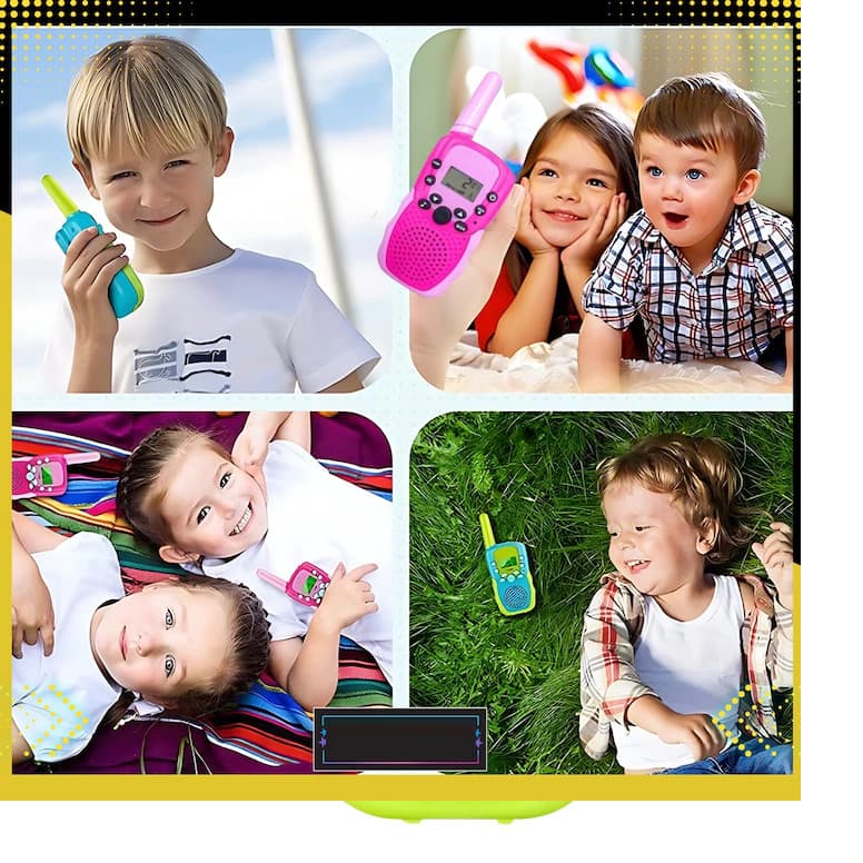 Set 2 Walkie Talkie pentru copii, T-388, ecran LCD, 6 km, 22 canale, albastru/roz 2