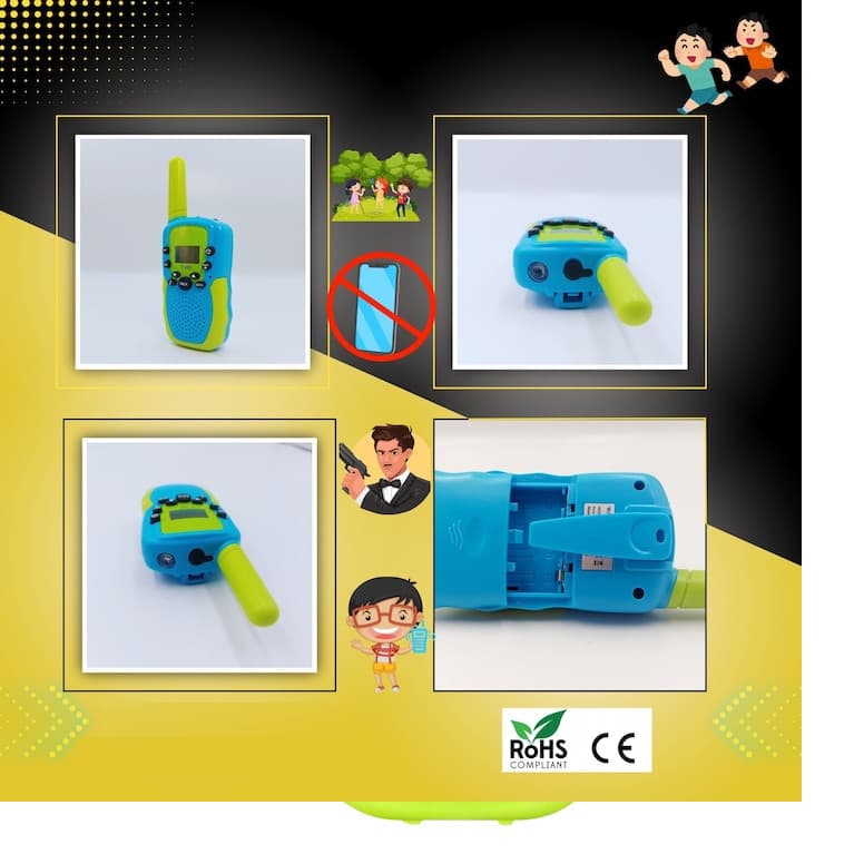 Set 2 Walkie Talkie pentru copii, T-388, ecran LCD, 6 km, 22 canale, albastru/roz 3