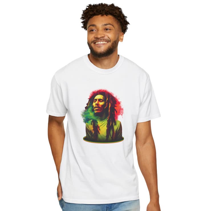 Tricou personalizat alb, copii/adulti, design Bob Marley, modal, diverse marimi 1