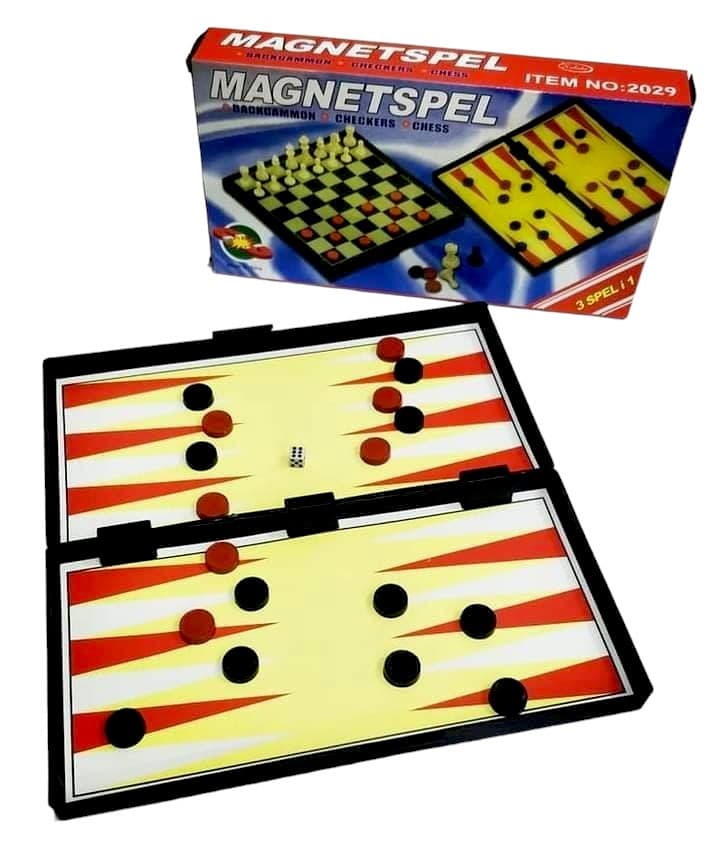 Joc de sah, table si dame Magnetspel, 3 in 1, magnetic, tabla de joc 25 x 25 cm 1