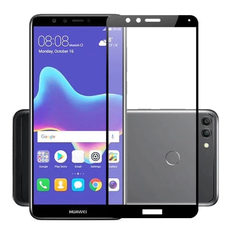 Folie sticla Huawei Y9 2018, Full Glue 111D, margini negre 1