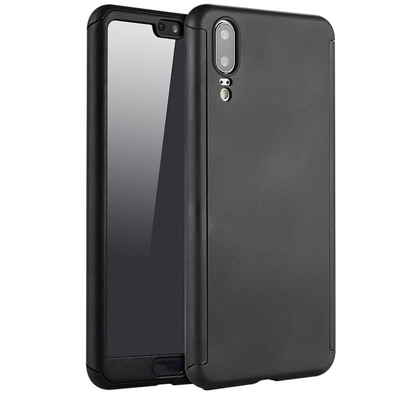 Husă Full Cover 360° pentru Huawei P20 (față + spate + sticlă), neagră 1