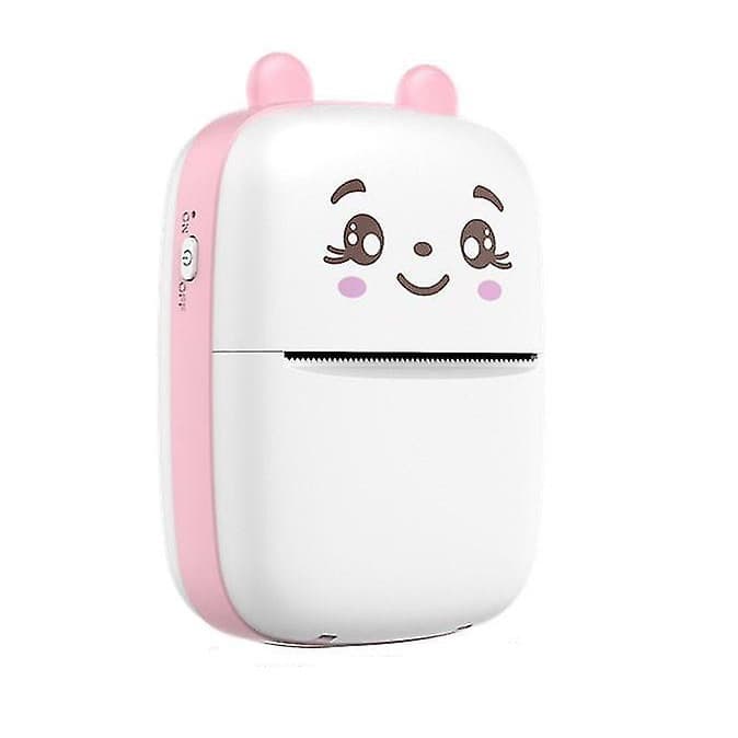Mini imprimanta termica ABC, compatibila iOS/Android, model pisicuta, roz 1