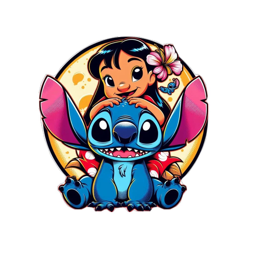 Sticker termo aplicabil pentru tricouri sau alte materiale textile albe, 13 x 13 cm, model Stitch 1 1