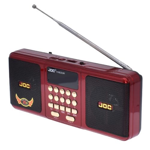 Radio portabil JOC H1822, MP3, microSD/USB,FM, afisaj electronic, acumulator 2000 mAH, negru/rosu 1