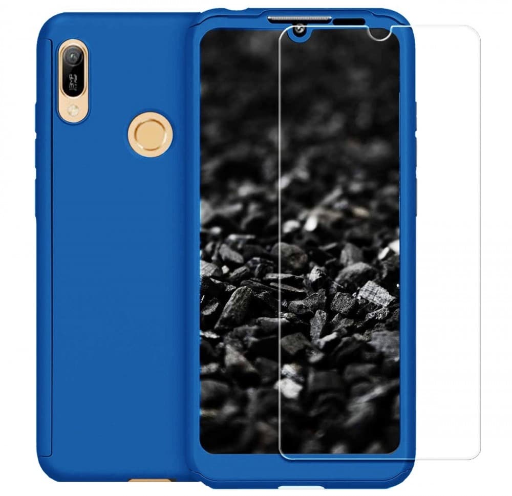 Husă Full Cover 360° pentru Huawei Y9 2018 (față + spate + sticlă), albastră 1