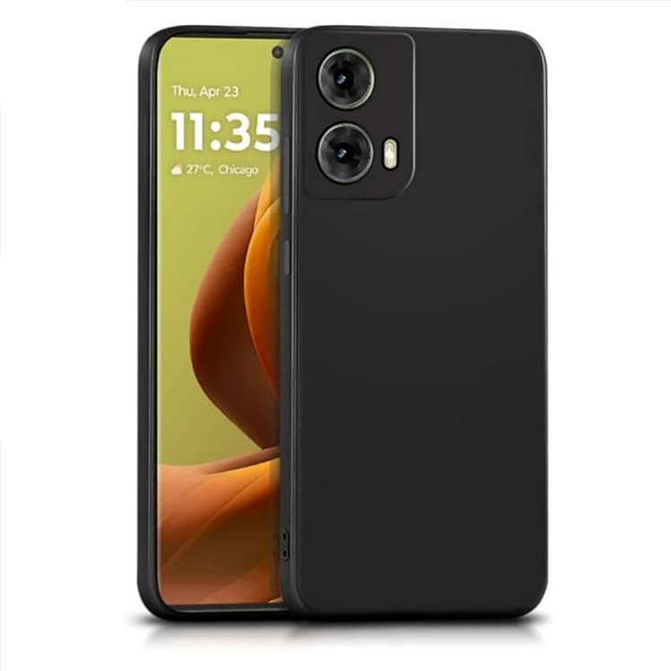 Husa Motorola Moto G85, Luxury Silicone, protectie camera, catifea in interior, neagra 1