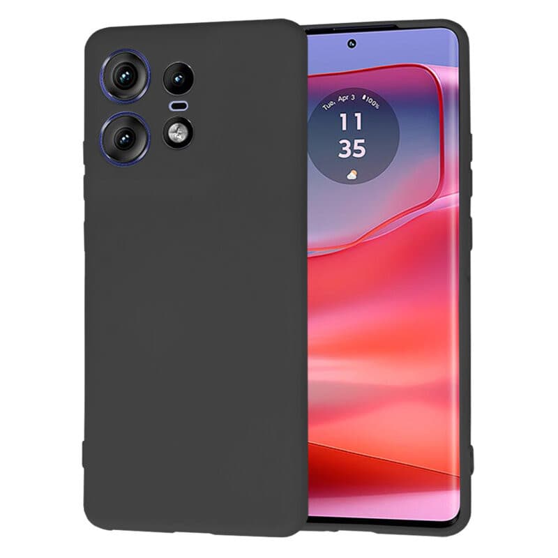 Husa Motorola Edge 50 Pro, Luxury Silicone, protectie camera, catifea in interior, neagra 1