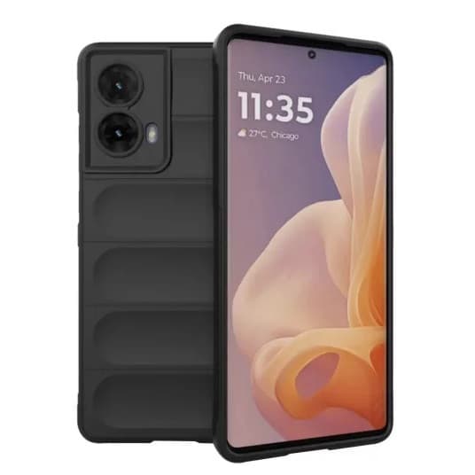 Husa Motorola Moto G85, Wave Silicone, protectie camera, catifea in interior, night black 1
