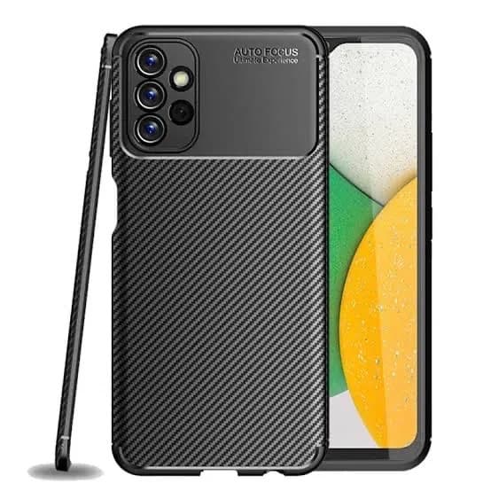 Husa Carbon Fiber pentru Samsung Galaxy A23 4G, aspect carbon, protectie camere, neagra 1