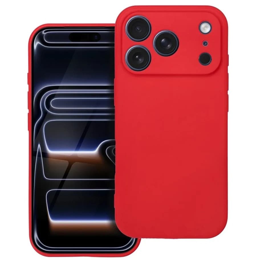 Husa Apple iPhone 17 Pro Max, Luxury Silicone, catifea in interior, protectie camera, rosie 1