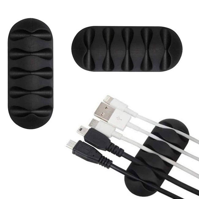 Set 2 organizatoare cabluri, 5 cabluri/organizator, negre 1