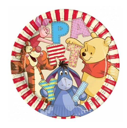 Set 8 farfurii de carton ABC Winnie de plus, 23 cm, cu licenta 1