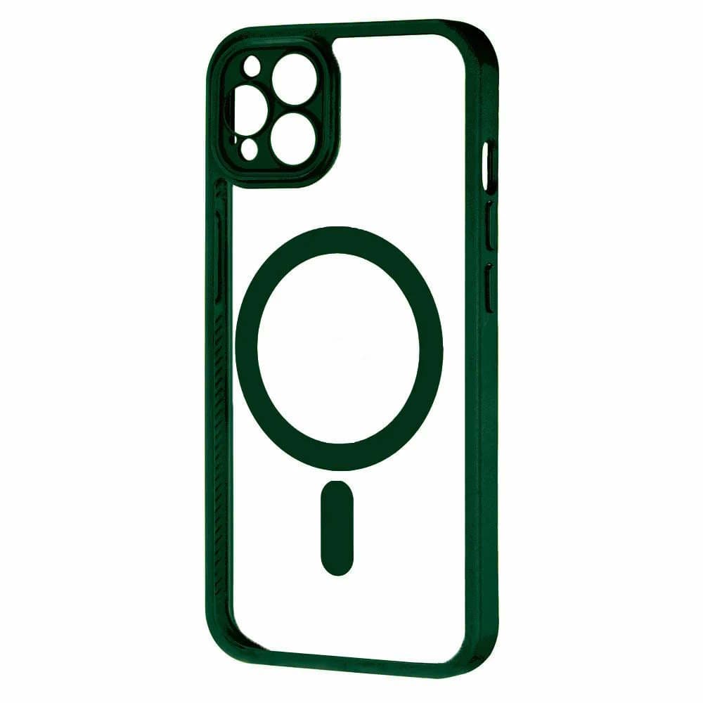 Husa Apple iPhone 15, Magsafe Colorful, spate transparent acryl, margini TPU verzi 1