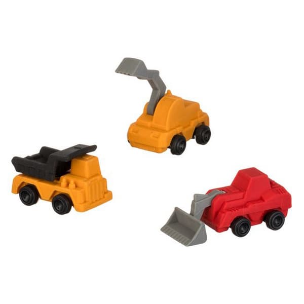 Set 3 radiere / gume de sters 3D, model Vehicule de santier 1