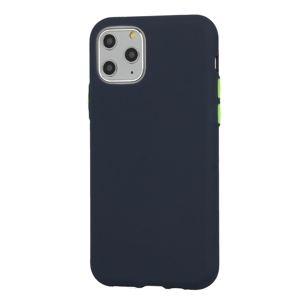 Husa de protectie Button TPU pentru Huawei Y6P, silicon moale, albastru inchis cu butoane verzi 1