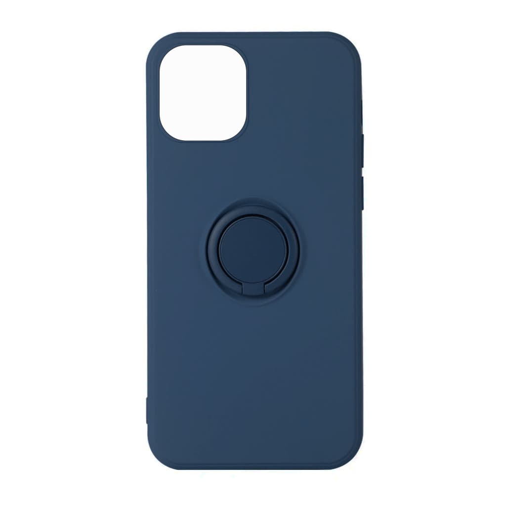 Husa Apple iPhone 12 / 12 Pro, Ring Silicone, suport sustinere rotativ, catifea in interior, albastru inchis 1
