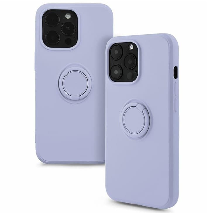 Husa Apple iPhone 13 Pro, Ring Silicone, suport sustinere rotativ, catifea in interior, violet 1
