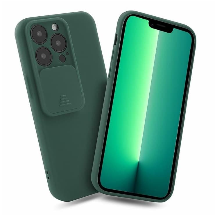 Husa Apple iPhone 13 Pro, Vertical Slide TPU, silicon moale, flexibil, verde 1