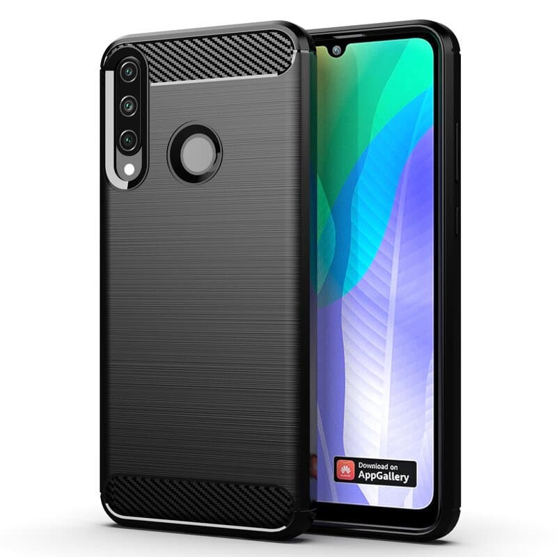 Husa de protectie Carbon Stripe pentru Huawei Y6P, neagra 1