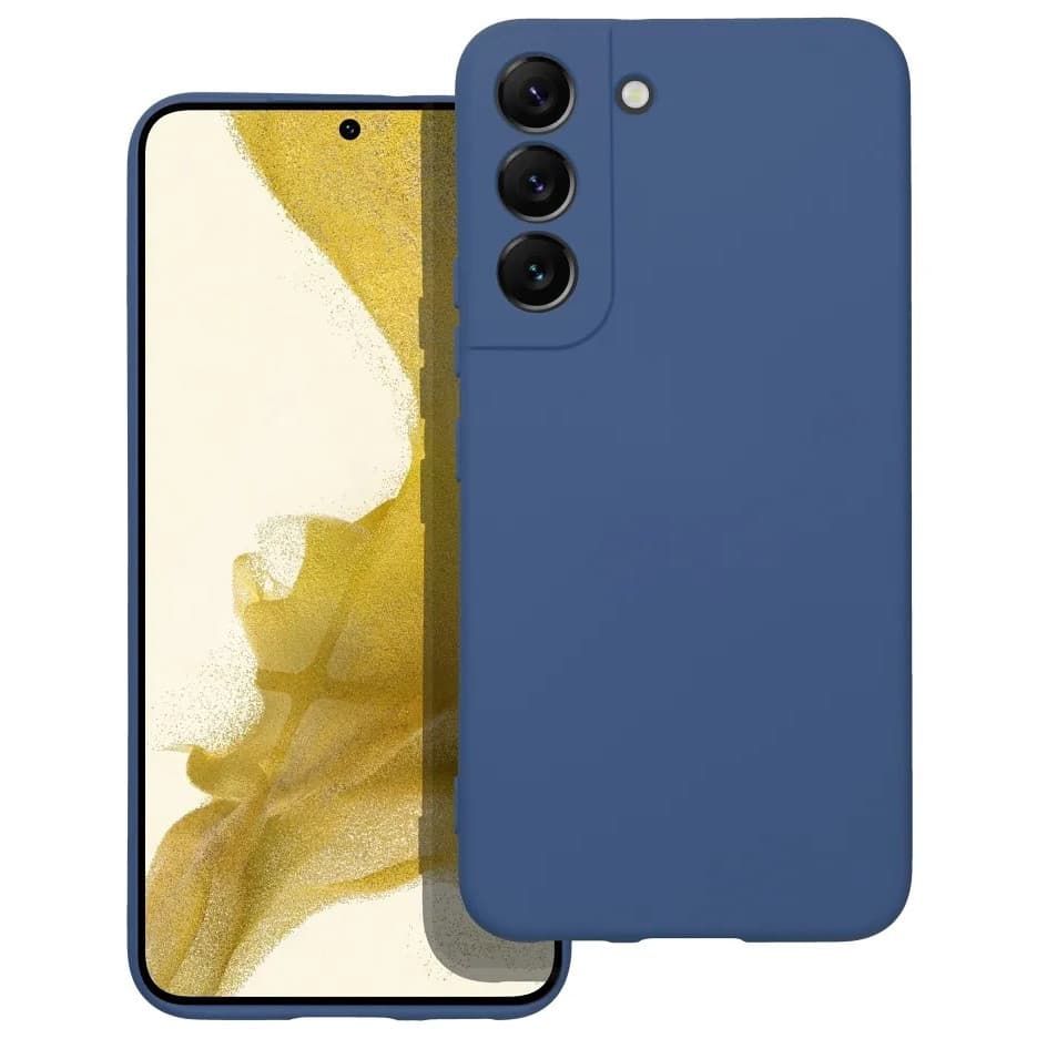 Husa Samsung Galaxy S22, Luxury Silicone, catifea in interior, protectie camere, albastru inchis 1