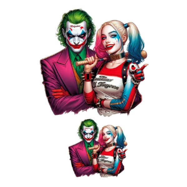 Stickere cu Joker and Harley Quinn, Vinyl / PP autoadeziva Glossy, 2 bucati 1