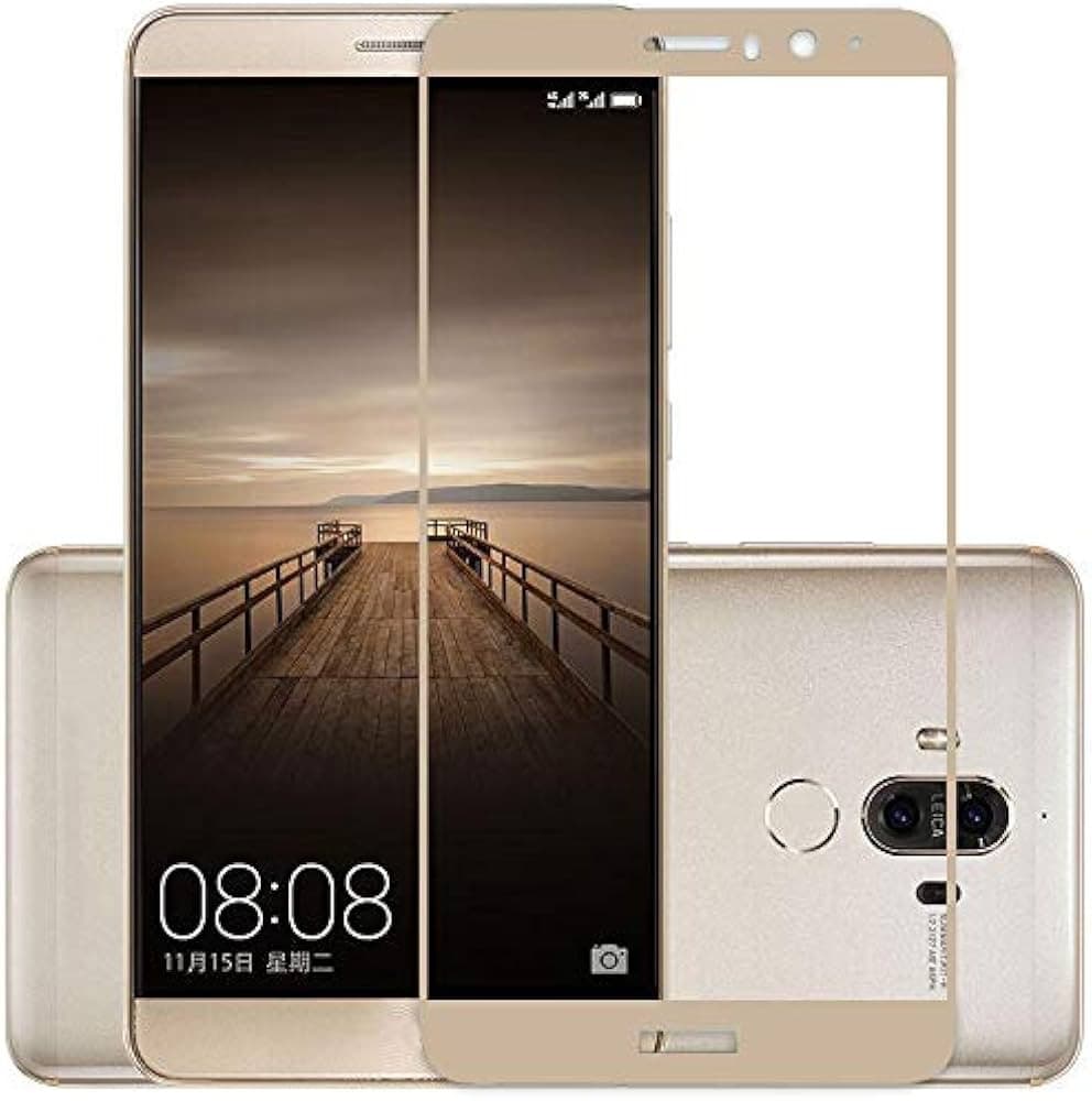 Folie sticla Huawei Mate 9, Full Glue 3D, margini usor curbate, aurii 1