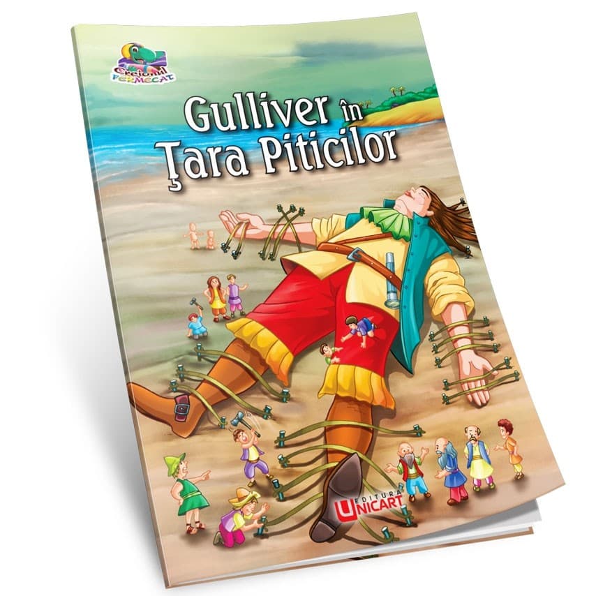 Carte de citit si colorat, editura Unicart, Gulliver in Tara Piticilor 1