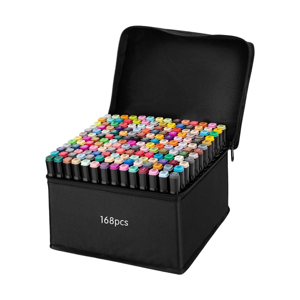 Set 168 markere cu doua capete Touch, suport si geanta depozitare incluse 1