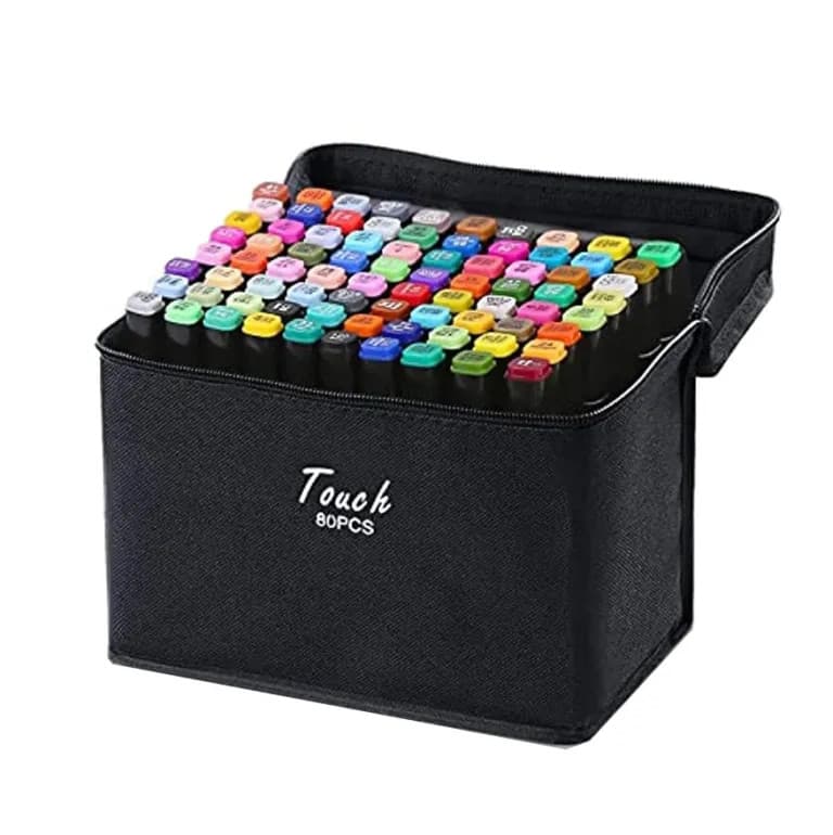 Set 80 markere cu doua capete Touch, suport si geanta depozitare incluse 1