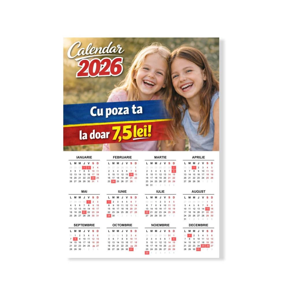 Calendar 2026, personalizat cu poza ta, format 10 x 15 cm 1