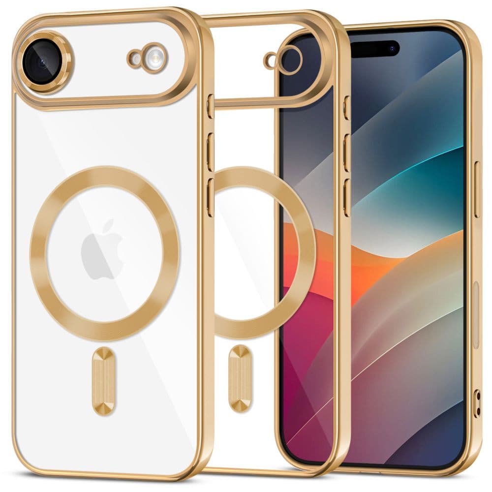 Husa Apple iPhone 17 Air, Magsafe Electroplating TPU, protectie camera, margini aurii 1