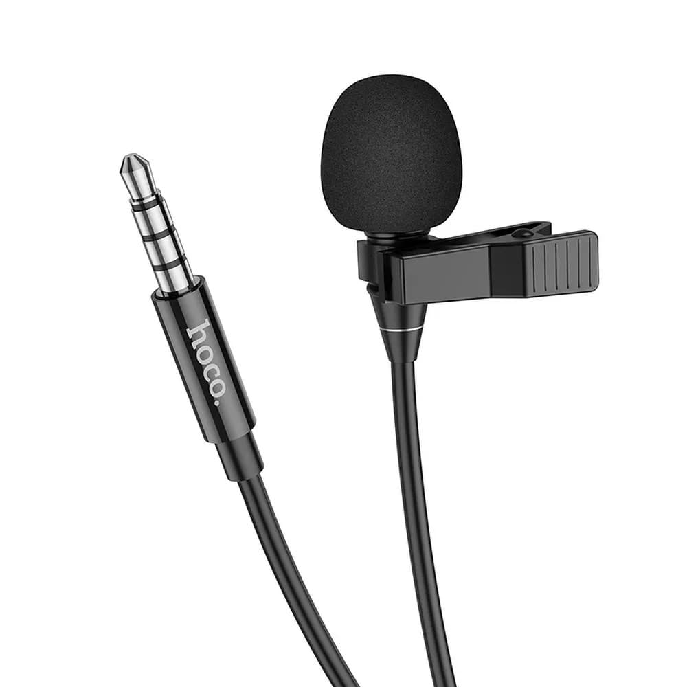 Microfon tip lavaliera cu clips HOCO L14, conector jack 3.5 mm, 2 metri, negru 1