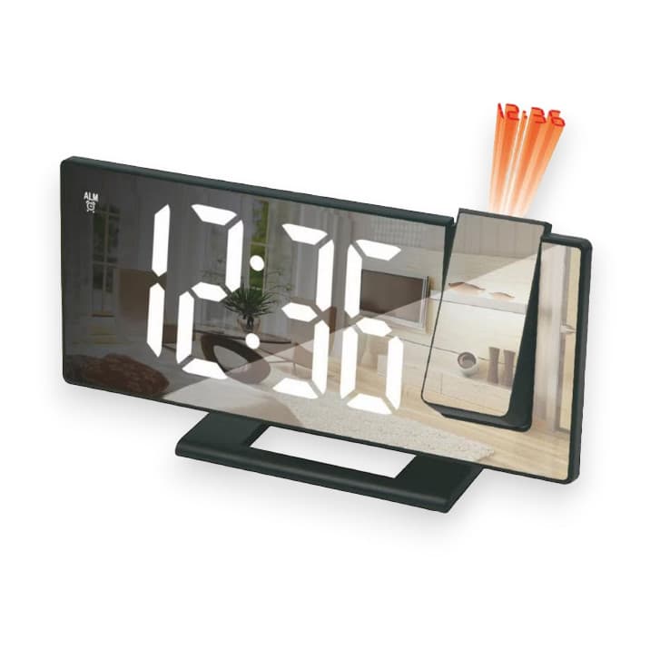 Ceas de masa DS-3618LP, afisaj alb si proiectie rosie, efect oglinda, alarma, temperatura 1