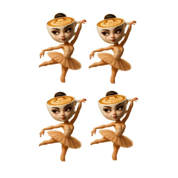 Stickere Ballerina Cappuccina, Vinyl / PP autoadeziva Glossy, 4 bucati 1