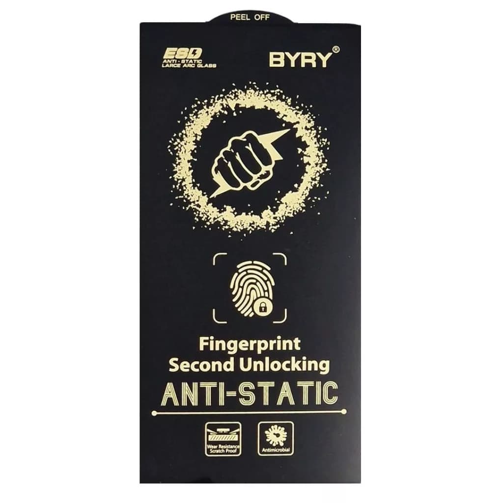 Folie sticla Samsung Galaxy S25, BYRY Antistatic ESD, deblocare amprenta, margini negre 1