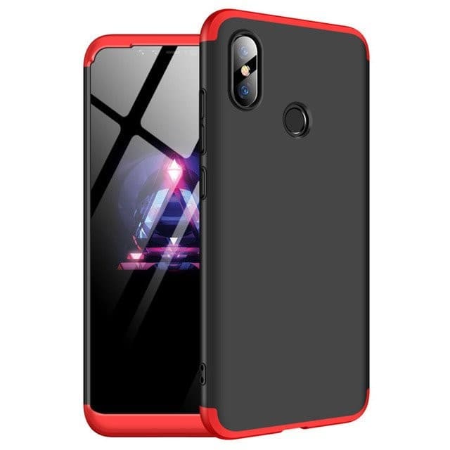 Husa Full cover GKK (fata + spate) pentru Xiaomi Mi8 SE, negru cu rosu 1